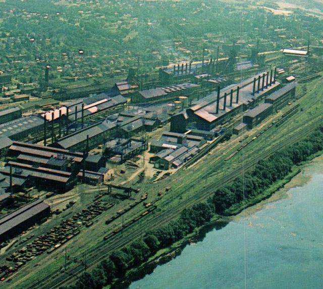 Vtg Postcard Bethlehem Steel Pennsylvania Aerial View Steelton, PA River-PA75