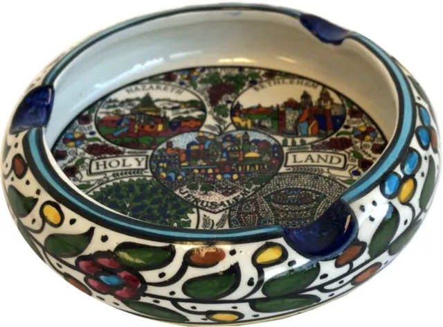 Holy Land Market Ceramic Round Ashtray with Holy Land Major Sites - Design (6