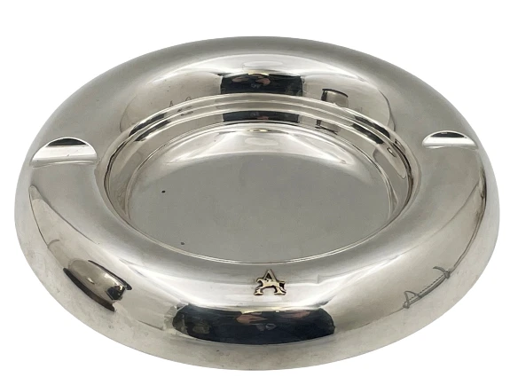 Cacchione Prestigious Italian Sterling Silver & Gold Ashtray Mid-Century Modern