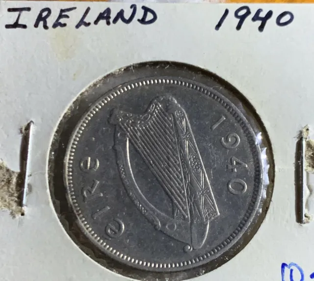 1940 Ireland 2 Shillings Coin Km 15
