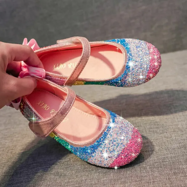 Scarpe principessa bambino bambina fantasia festa arcobaleno fiocco fiocco scarpe principessa piatte