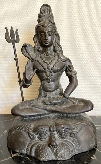 Batik Mural Shiva Dieu Trident - Hindouisme, Décoration Indienne, Neuf