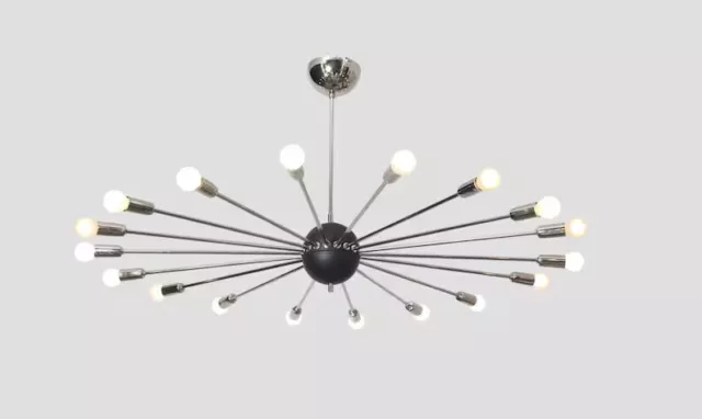 Large 18 Light Pendant Mid Century Modern Italian Brass Sputnik Chandelier