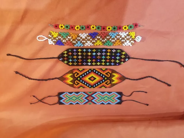 Huichol Bead Art Bracelet Lot