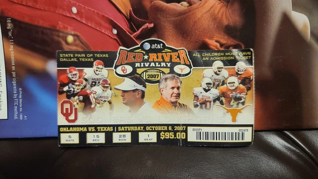 Texas Longhorns Oklahoma Sooners Ticket Stub 2007 Red River Rivalry Cotton Bowl
