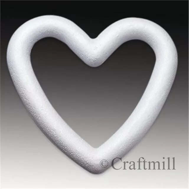 Polystyrene White Foam OPEN HEART WREATH SHAPES - CHOOSE SIZE & QUANTITY