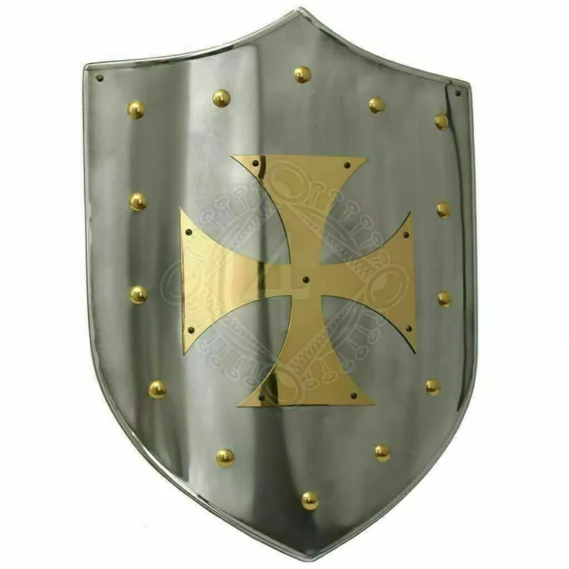 Bouclier Médiéval avec Brass Templar Cross Knight Armor Shield Halloween...