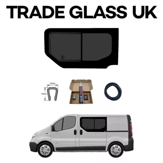 Vauxhall Vivaro Passenger Side Sliding Window  WITH FIT KIT AND U TRIM 2001-2014