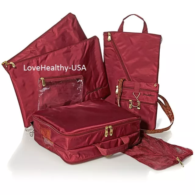 Samantha Brown 6-piece Travel Survival Kit/ Organizer - BURGUNDY OR KOI