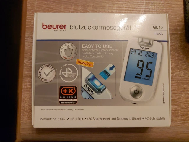 BEURER GL40 Blutzuckermessgerät mg/dl codefree, 1 St PZN 07270257