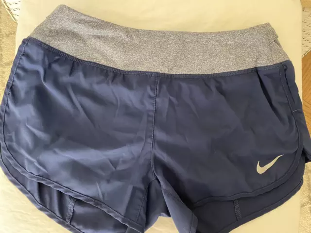 Nike Dri-Fit Womens Lined Running Jogging Shorts Activewear Navy Blue Size Small