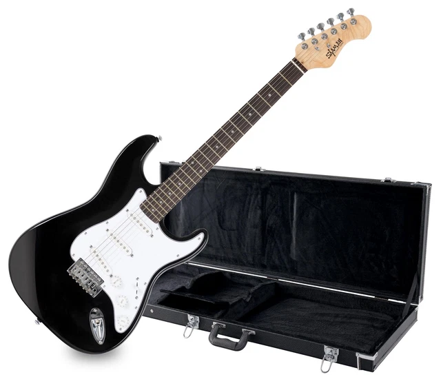 Shaman Element E-Gitarre Koffer Set ST Single Coil Tremolo Linde Schwarz