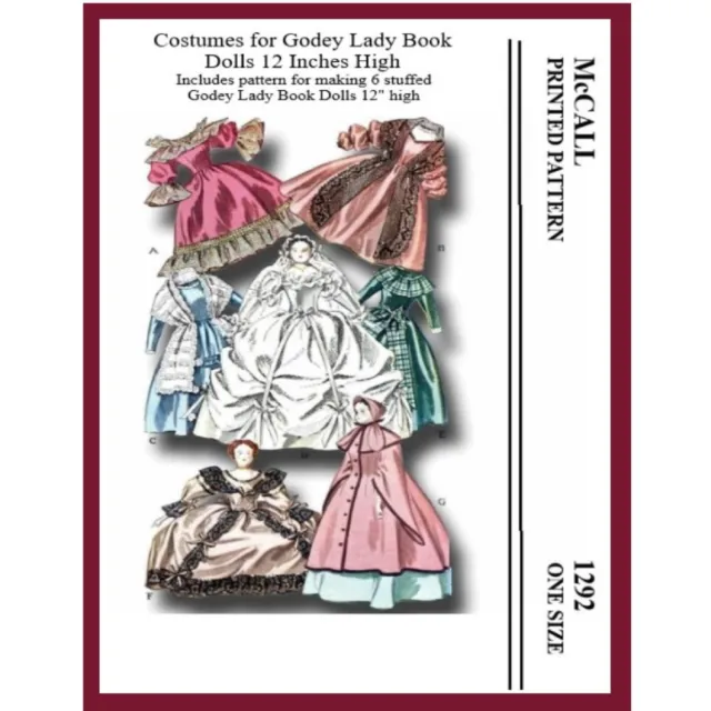 12" Godey Lady's Book Doll & Clothes Pattern McCall 1292 Vintage Pattern