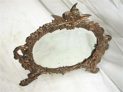 Ornate Cast Iron Bronze Finish Victorian Dresser Frame Cherub Beveled Mirror