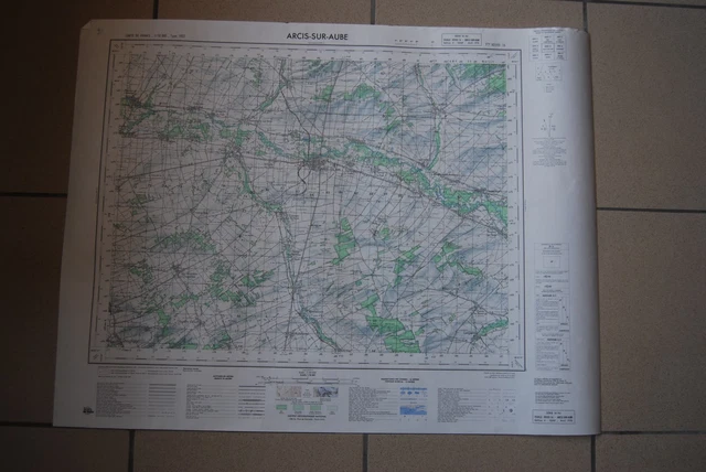 T1 Carte France ARCIS SUR AUBE 1970 plan 1/50000 type 1922 n°2 old map IGNF