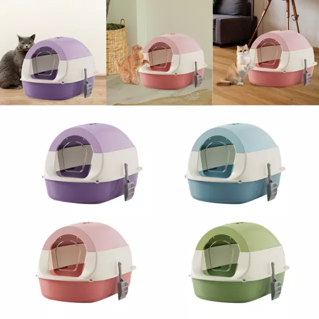 Cat Litter Box with Hood Kitten Potty with Front Door Pet Litter Box with Lid