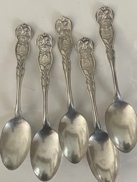 Set 5 Antique WM Rogers &Son AA New Jersey silver spoons Pat. Feb 23, 1916