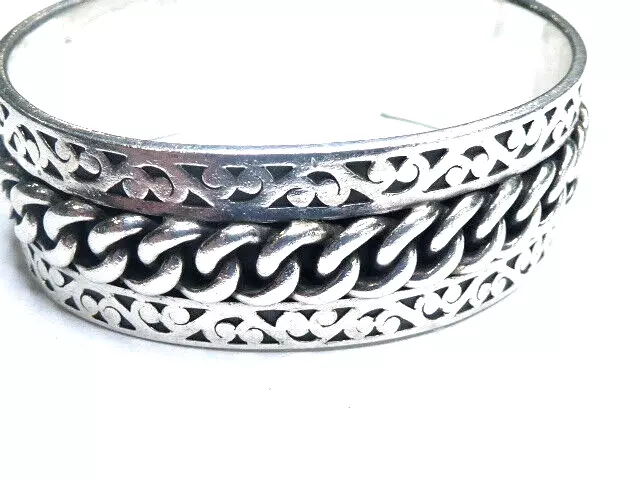 Lois Hill Heavy 925 Gauge Sterling Silver Cuff Bracelet Link Design Bracelet