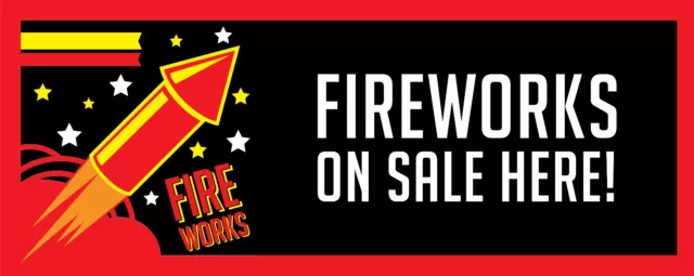 FIREWORKS BONFIRE NIGHT SOLD HERE BANNER SIGN PVC with Eyelets + Custom option 2