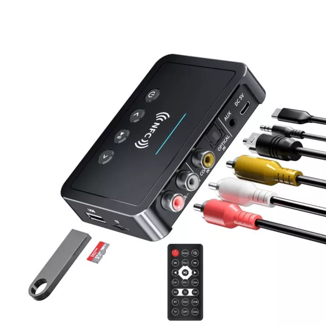 NFC Wireless Bluetooth 5.0 Audio Transmitter Receiver HiFi Music Adapter AUX RCA