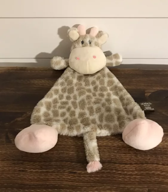 Demdaco Nat Jules Colby Giraffe Lovey Security Blanket Plush Velour Rattles 14"