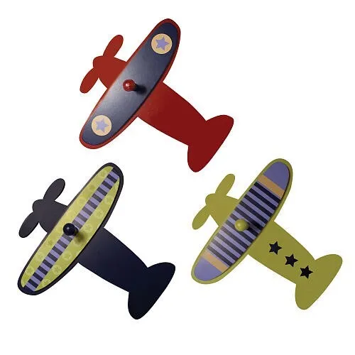 Lambs & Ivy Baby Aviator Airplane Wall Peg Plaques (3) Planes Kids Boys Decor