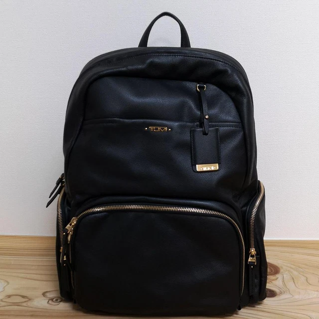 Tumi Luggage Backpack Bag Leather Black Carry-on 15.94x12.20x5.51 in. Used