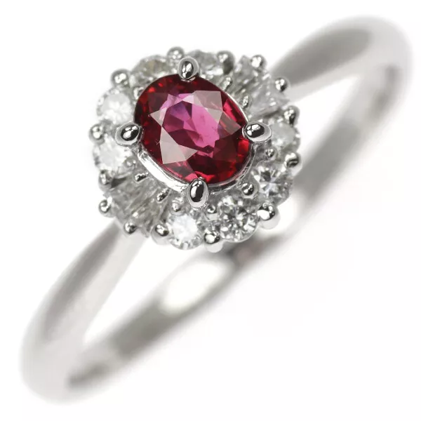 Pt900 ruby diamond ring 0.47ct d0.27ct - Auth free shipping from Japan- Auth SEL