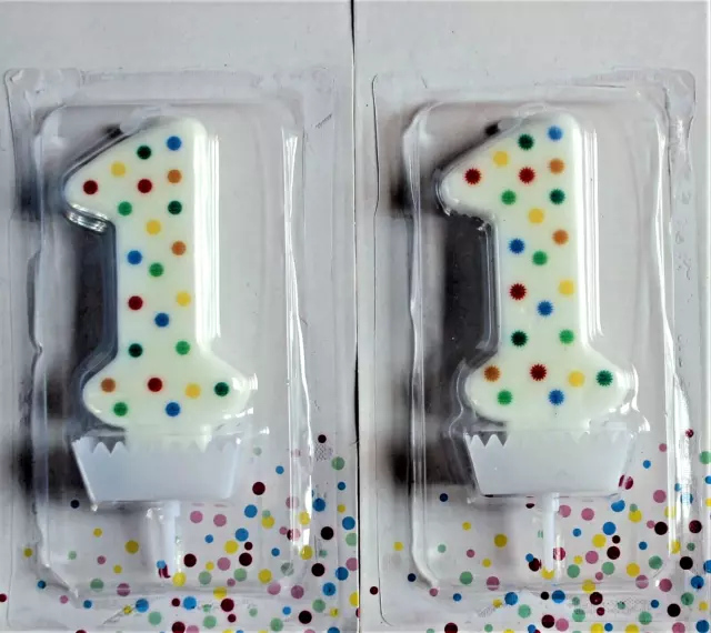 2 velas de cumpleaños número 1 blanco color