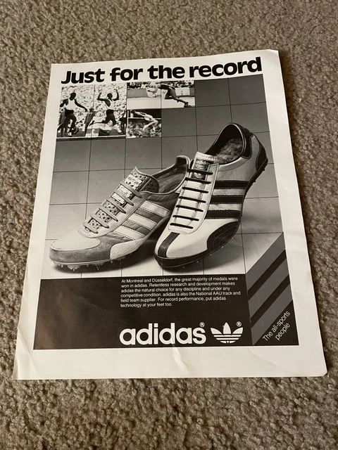 VINTAGE 1979 ADIDAS MONTREAL Running Track Shoes Poster Print Ad 1970s  $7.99 - PicClick