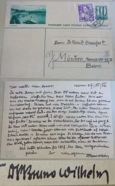 Historiker Bruno Wilhelm: Pk Sarnen 1936 À Auteur Richard Braungart; Exlibris
