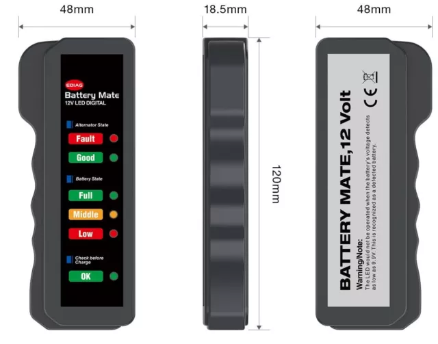 Car Battery Tester 12V Battery Load Tester Automotive Battery Voltage Checker 2