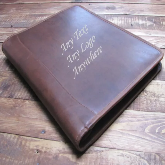 Brown Real Leather A4 Folder Portfolio wallet file, option to personalise H0100