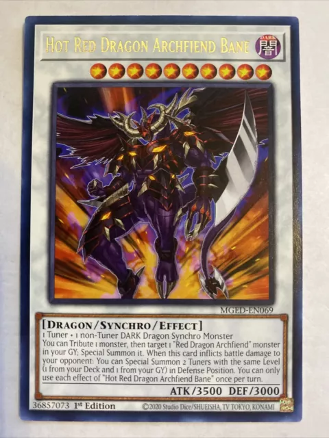 Yugioh! Hot Red Dragon Archfiend Bane - MGED-EN069 - Rare - 1st Edition Near Min