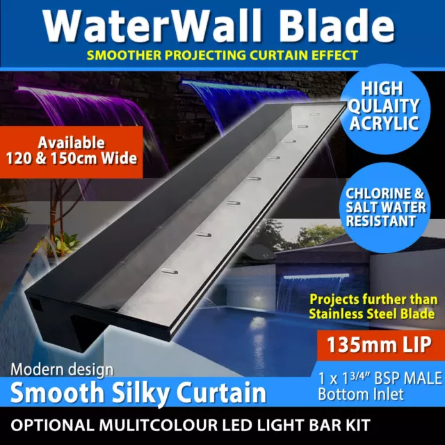 Swimming Pool Watefall Fountain Spillway Water Feature Blade Waterfall Features