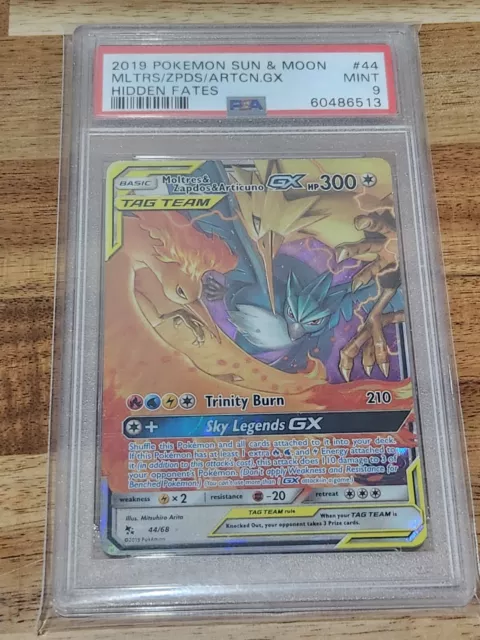 RAINBOW Moltres Zapdos Articuno GX SECRET RARE Pokemon 69/68 Tag Team Holo  - LP