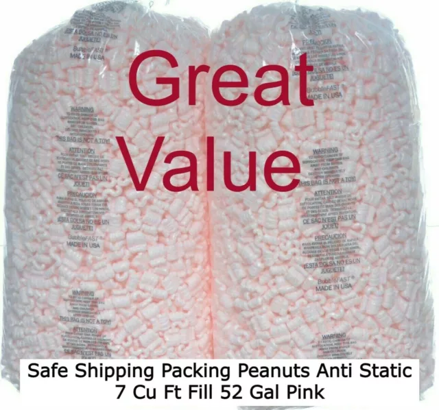Packing Peanuts 2 Shipping Anti Static Loose 7 Cubic Feet Fill 52 Gallons Pink