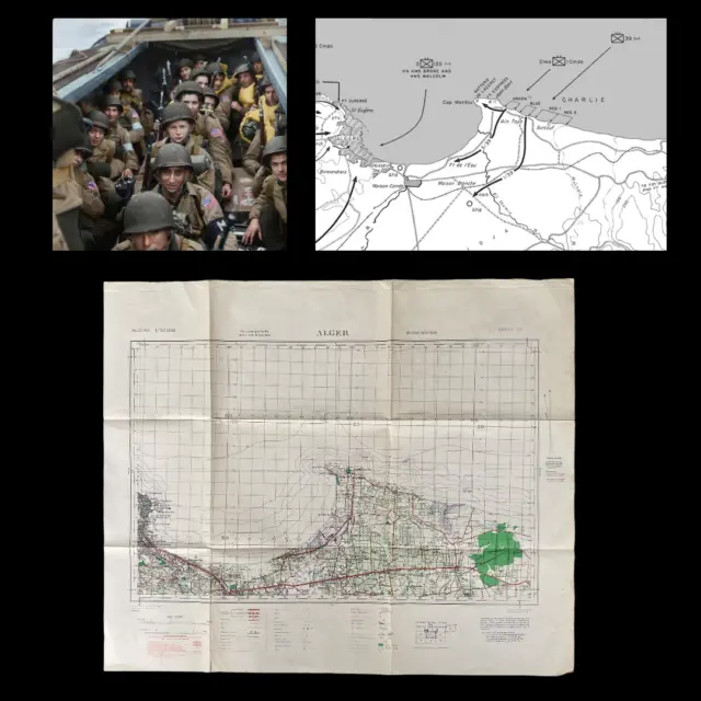 WWII D-Day Operation Touch "CHARLIE BEACH" Eastern Force Amphibious Invasion Map