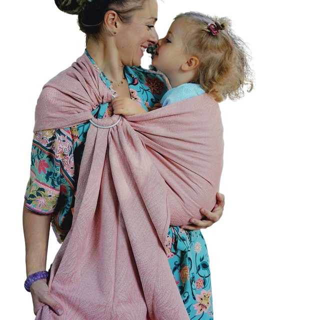 Little Frog Ring Sling - Pink Linen Wildness - taille M (2,1 m)