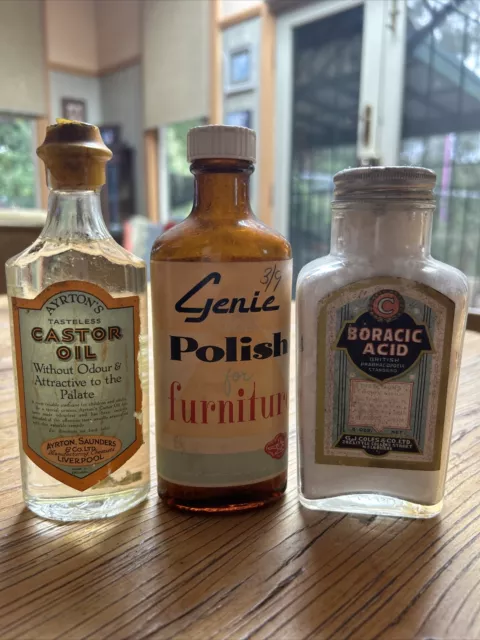 Vintage Advertising Paper Label Bottles Boracic Acid Castor Oil AUSTRALIA Rare