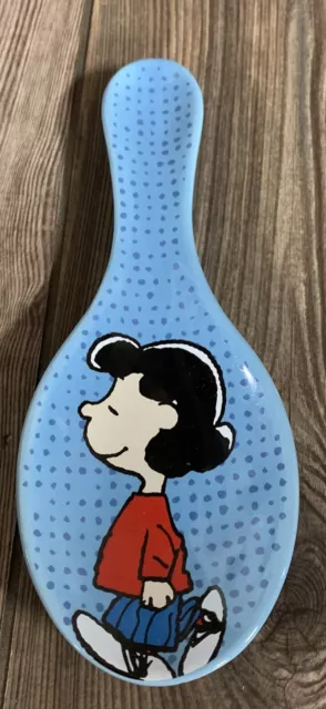 Peanuts Spoon Rest Lucy Van Pelt Character Blue Polka Dotted Ceramic Schulz