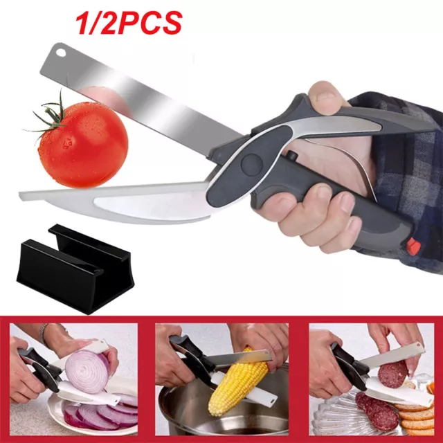 1/2x Trendy Scissors Clever Tool Crazy Knife Cutter Cutting Board Food Chopper