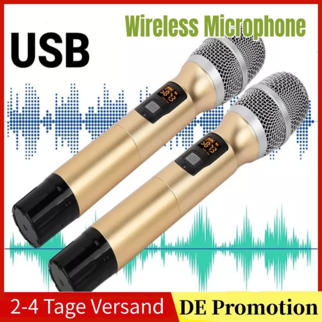 2Pcs UHF Mikrofon Set Funkmikrofon Wireless DJ Mic Karaoke 25 Kanal Handmikrofon