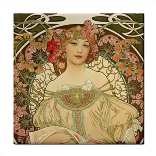 Art Nouveau Vintage Ceramic Tile Rare Reproduction Majolica Fliesen 2