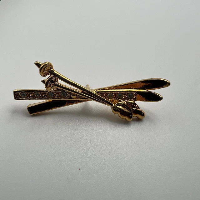 ÉPINGLE DE CRAVATE (TIE-TACK) PETIT ANGE DE NOËL - TON OR & CRISTAL - MARQUE OLIT USA - OCCASION BON ÉTAT