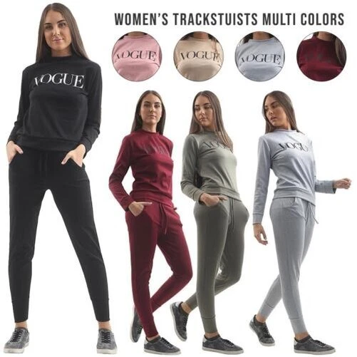 Nuovo Donna Vogue Stampa Pantaloni 2 Pezzi Coordinato Pile Riposo Tuta Top Set