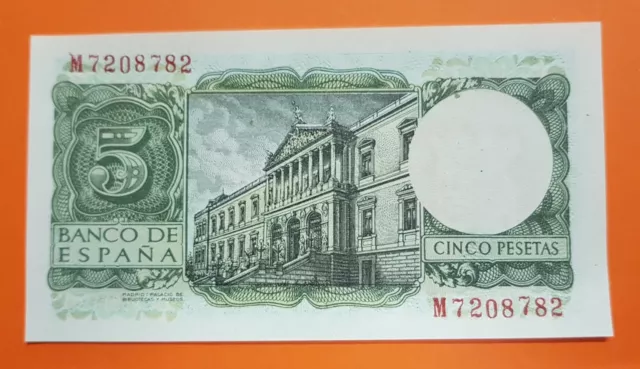 1 billete x ESPAÑA 5 PESETAS 1954 REY ALFONSO X Serie M SC PICK 146 SIN CIRCULAR 3