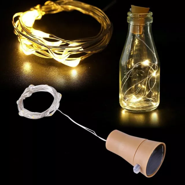 6/12X Wine Bottle Cork Lights Solar Copper Fairy String Light Wedding Party Xmas