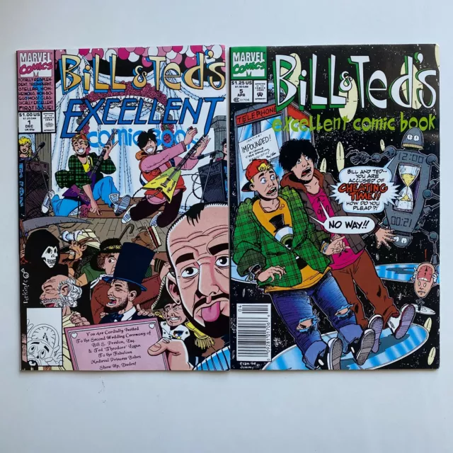 Marvel Bill & Teds Excellent Comic Book #1 (Direct) & 5 (Newsstand) NM 1991