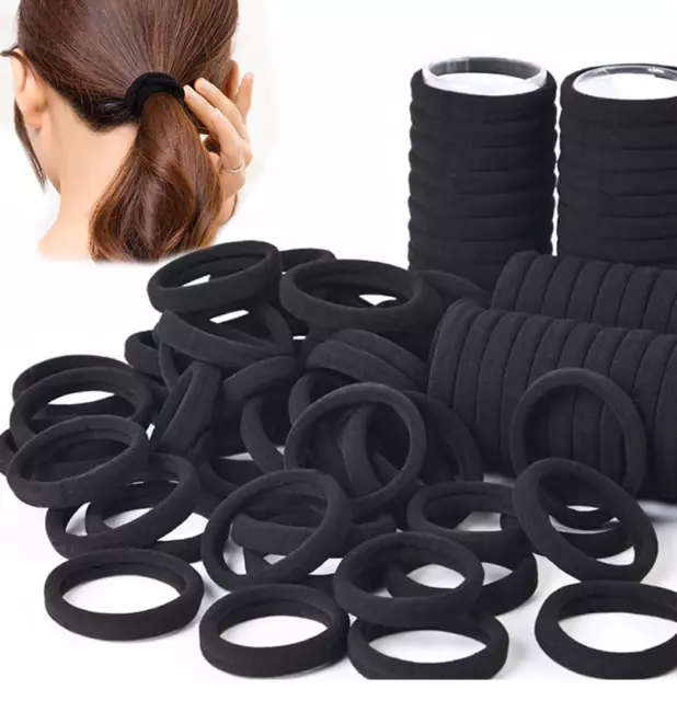 50x Women Girls Hair Band Ties Rope Ring Elastic Hairband Ponytail Holder Black